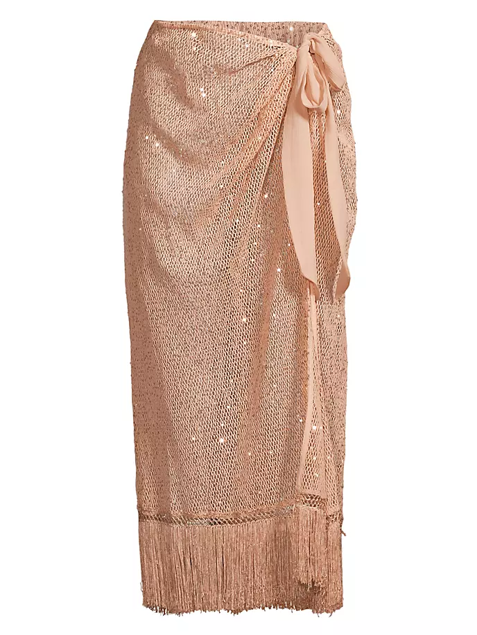 

Наталия Саронг с пайетками и бахромой Ramy Brook, цвет rose gold