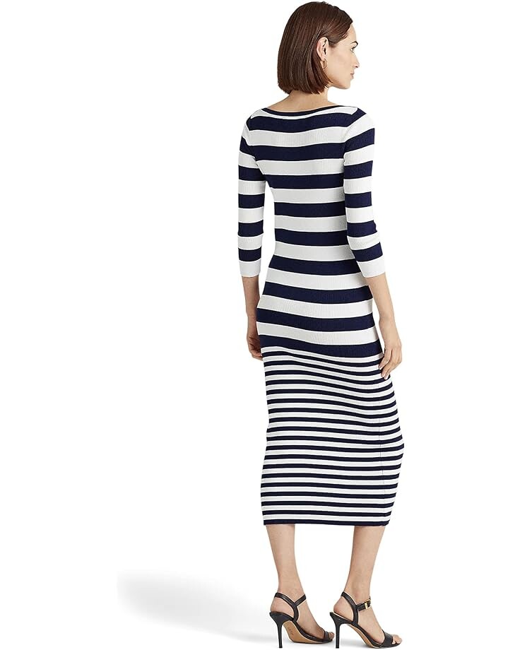 

Платье LAUREN Ralph Lauren Striped Cotton-Blend Dress, цвет French Navy/White