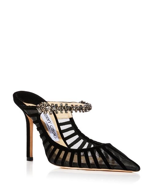 

Женские мюли Bing 100 на высоком каблуке с бархатной клеткой и украшением Jimmy Choo, цвет Black