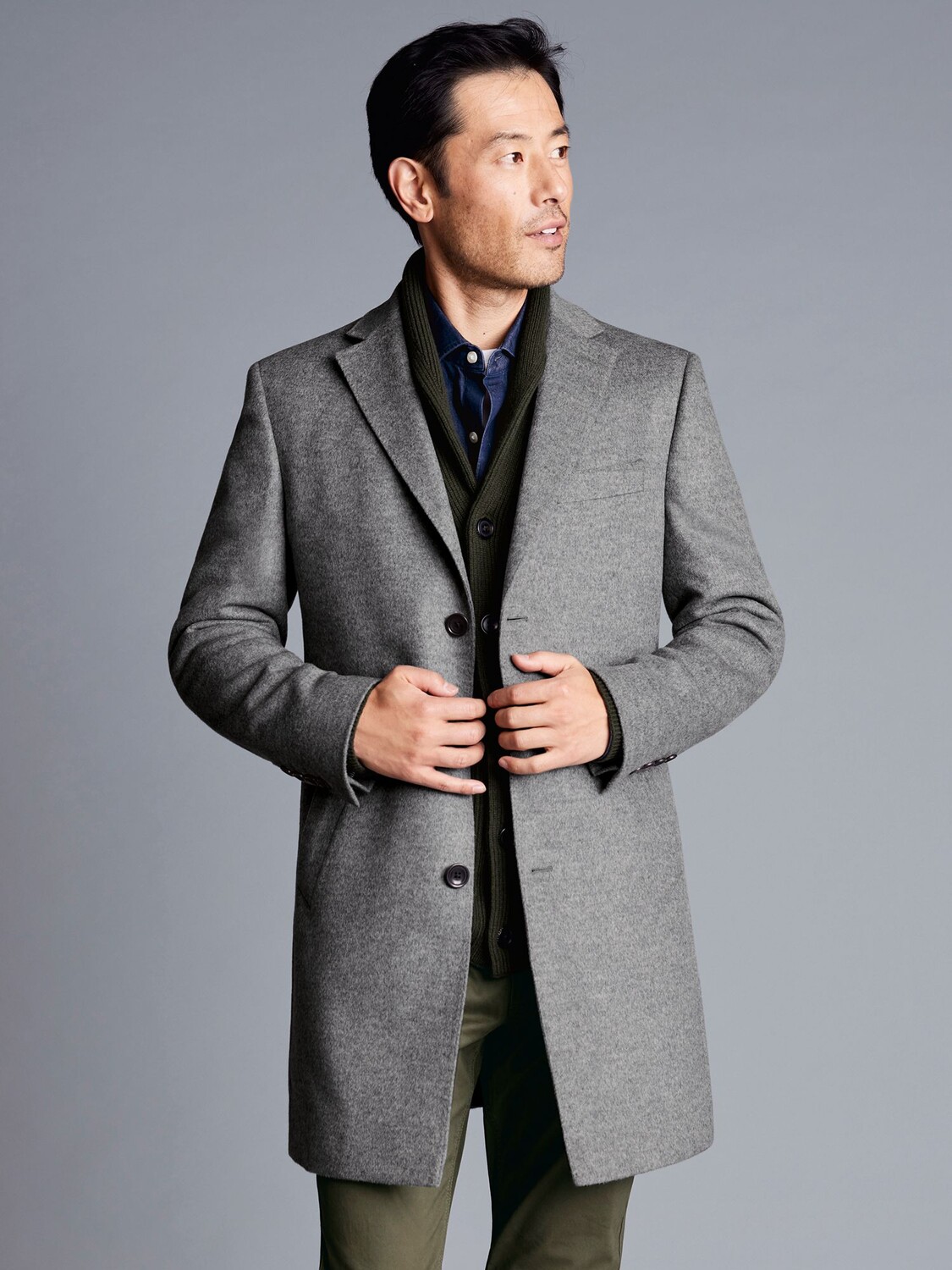

Пальто из чистой шерсти Charles Tyrwhitt, светло-серый