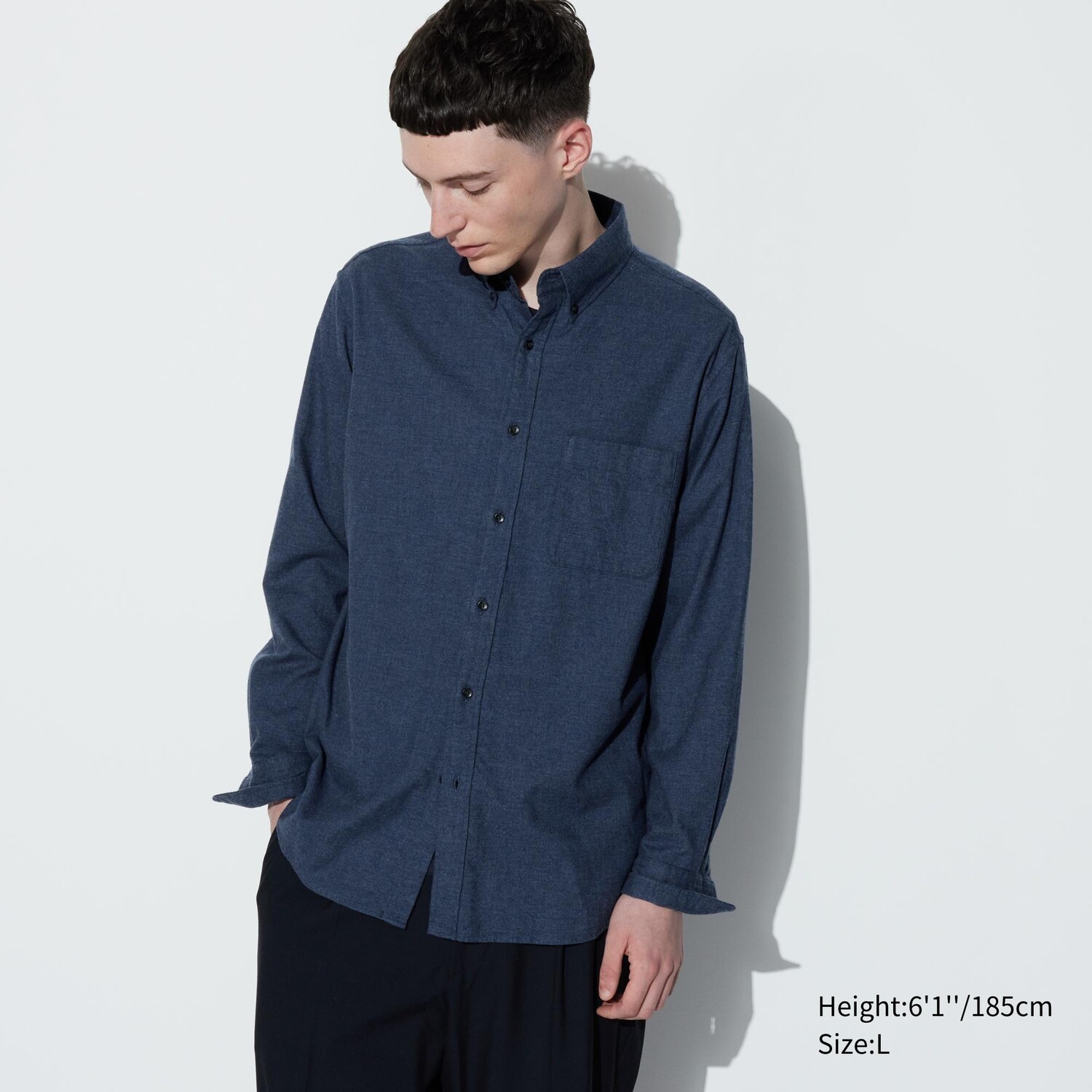 

Фланелевая рубашка стандартного кроя UNIQLO, синий