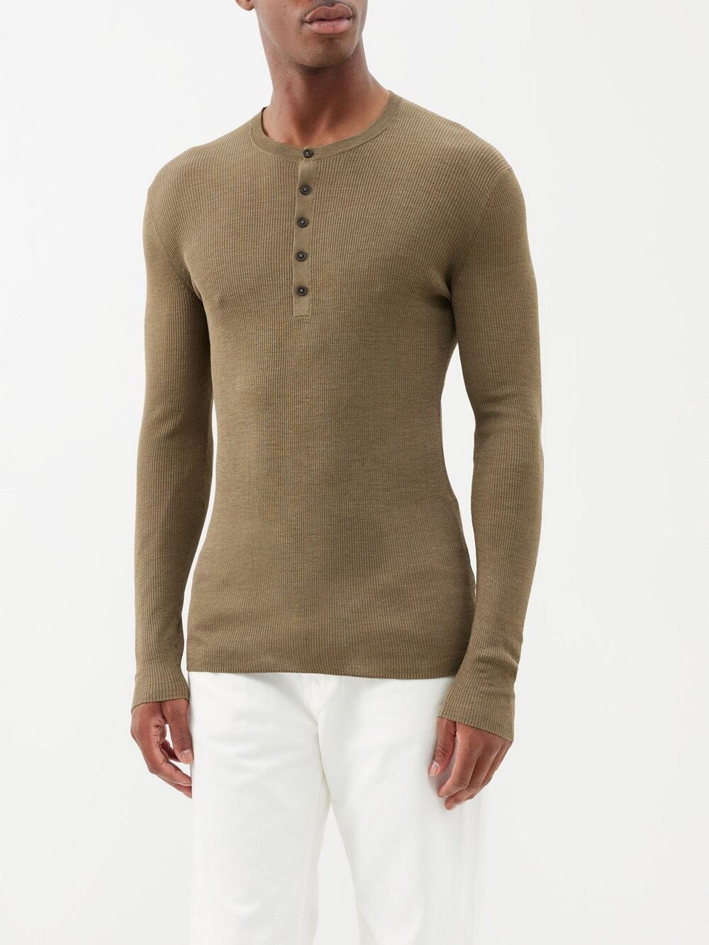 

Топ henley из шелка genero в рубчик Nili Lotan, зеленый
