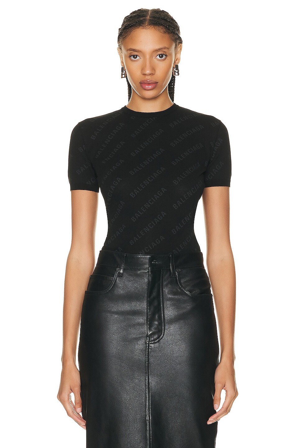 

Свитер Balenciaga Short Sleeve Crop, цвет Black & Black