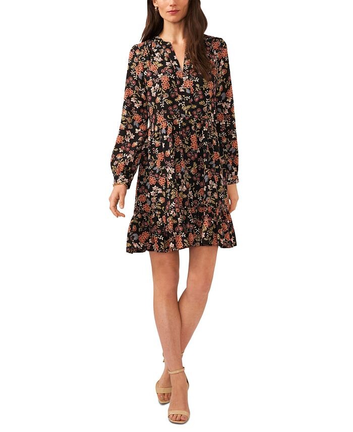 

Женское платье Babydoll с цветочным принтом Vince Camuto, черный