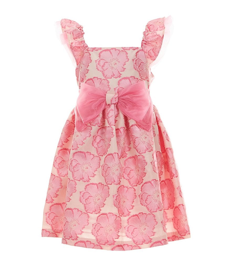 Жаккардовое платье с расклешенными рукавами и цветочным принтом Bonnie Jean Little Girls 2T-6X, розовый