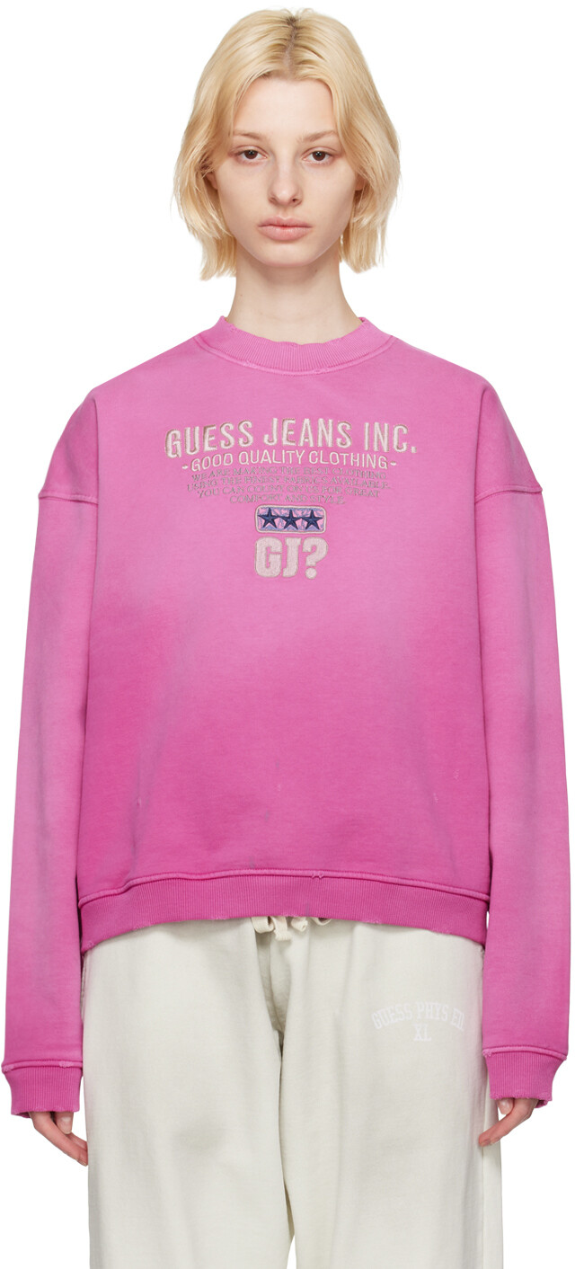 

Розовый рваный свитшот Guess