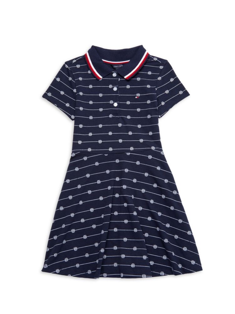 

Платье-поло с монограммой для маленькой девочки Tommy Hilfiger, темно-синий