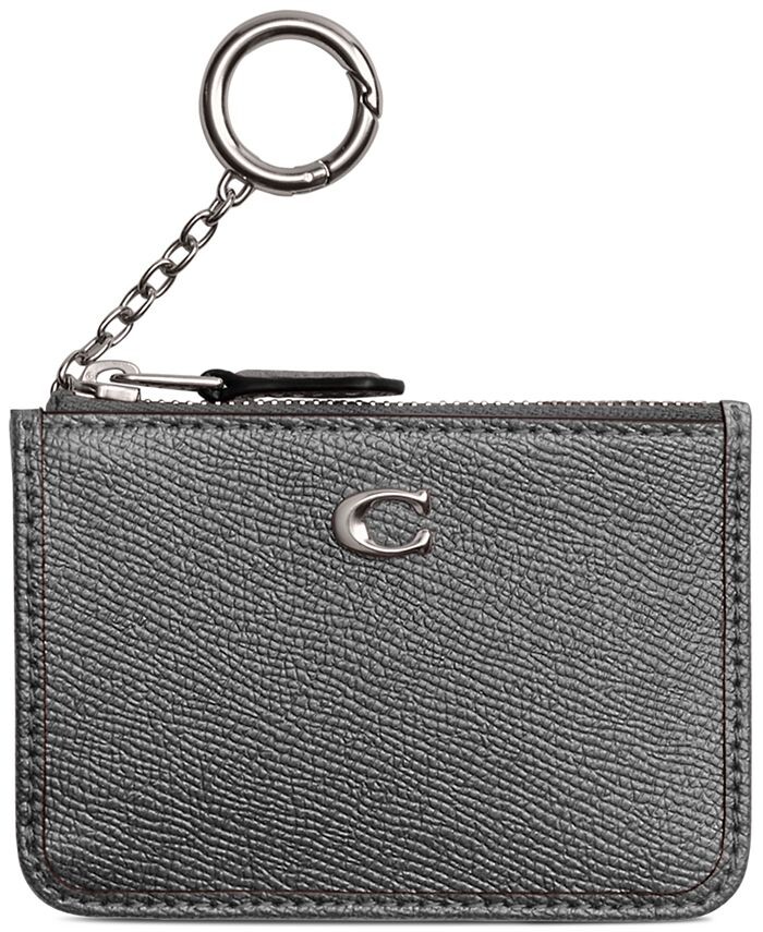 

Узкий кожаный кошелек Crossgrain Mini ID в штучной упаковке COACH, серый