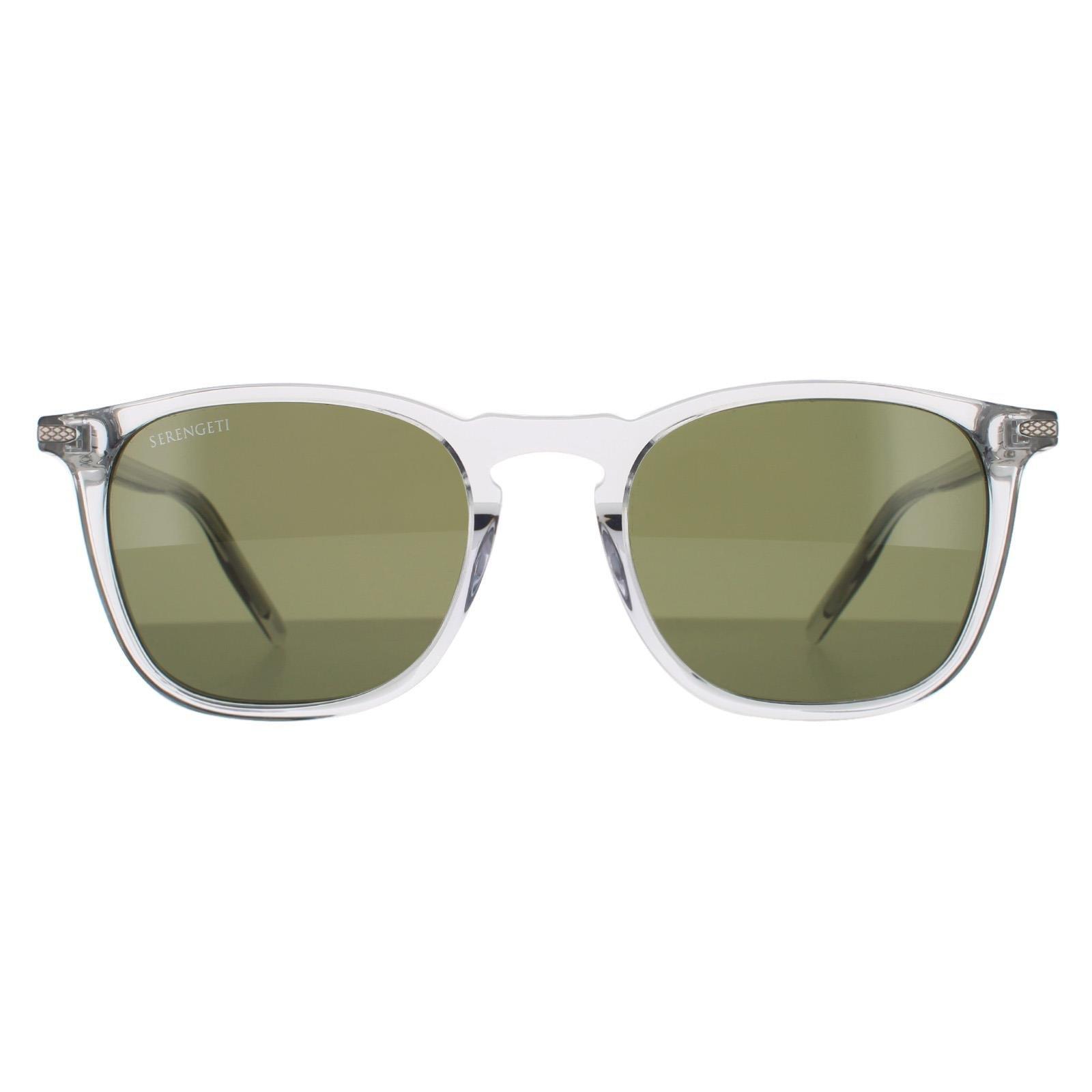 Квадратные блестящие кристально-зеленые поляризованные солнцезащитные очки 555 нм Serengeti, прозрачный