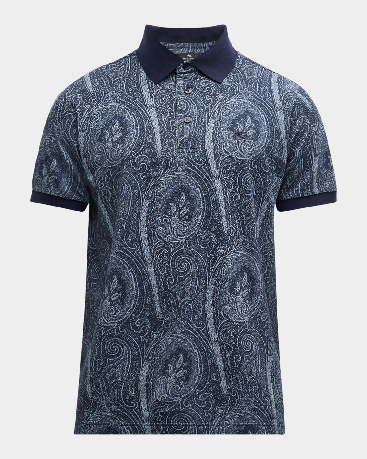 

Мужская рубашка-поло с пейсли Etro, цвет Print On Blue Base
