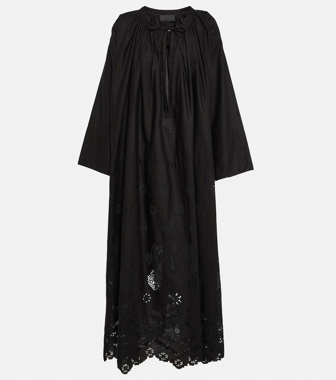 Платье макси Nelya из хлопка с вышивкой NILI LOTAN, черный