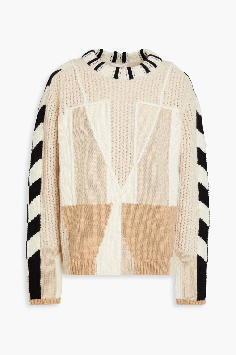 

Свитер из кашемира и смесовой шерсти интарсии Chloé, бежевый