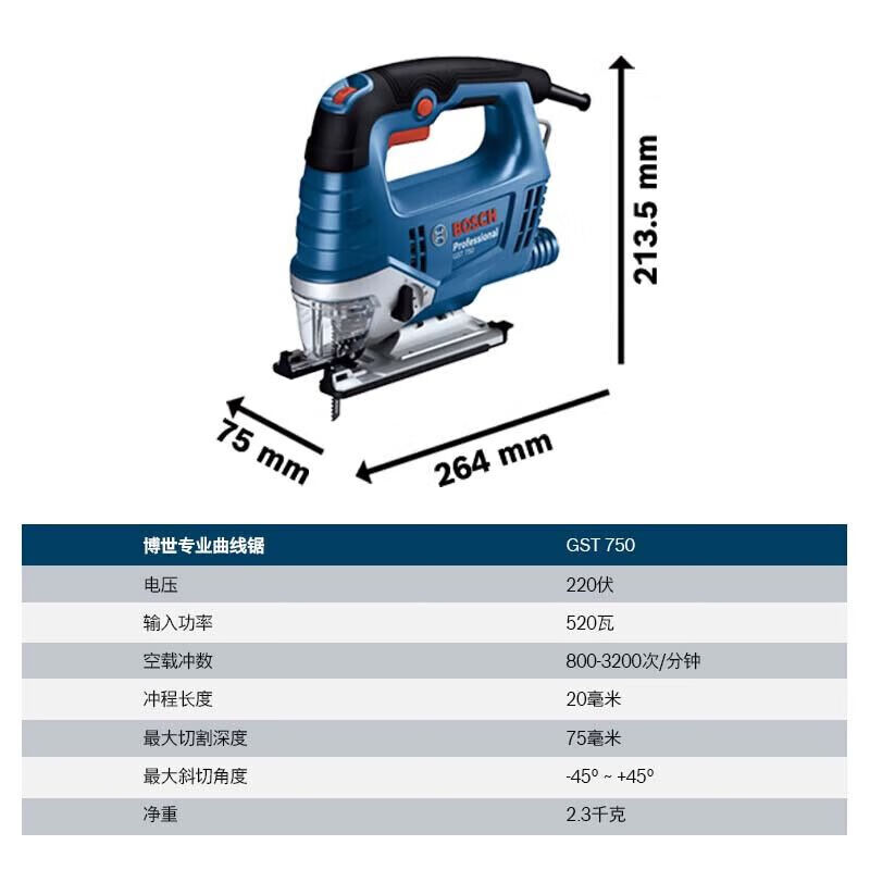 Лобзик Bosch GST 750 + насадки, кейс