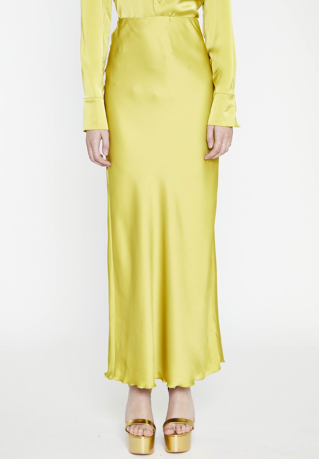 Юбка длинная Chartreuse Bias-Cut Glamorous, цвет yellow sateen