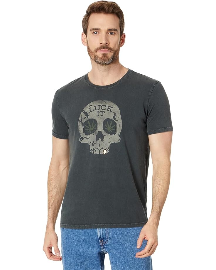 Рубашка Lucky Brand Skull Luck It Shirt, цвет Raven 2020 new raven skull keychain silver raven magpie crow poe gothic gift halloween raven skull key ring goth bird skull jewelry