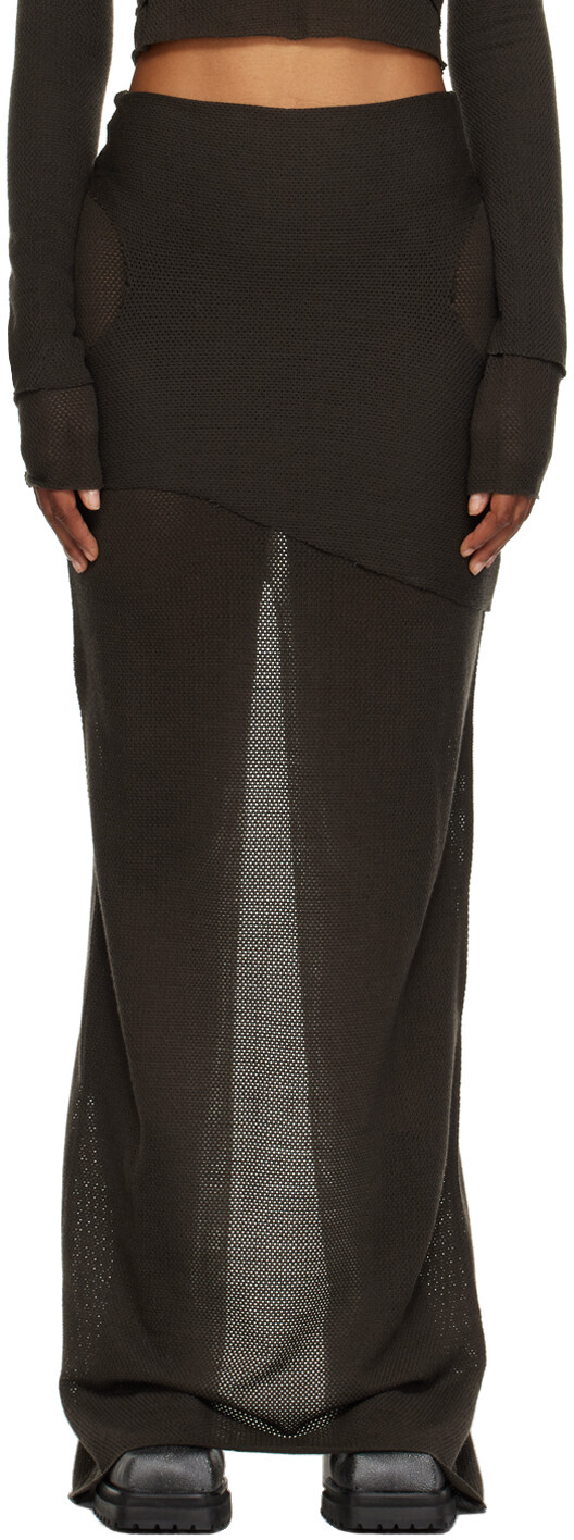 

Коричневая макси-юбка со вставками Eckhaus Latta