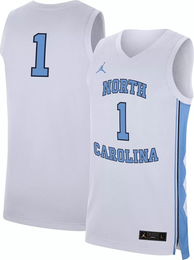 

Мужская белая баскетбольная майка Jordan North Carolina Tar Heels #1