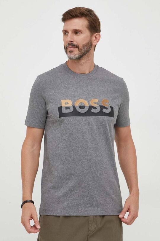 

Хлопковая футболка Boss, серый