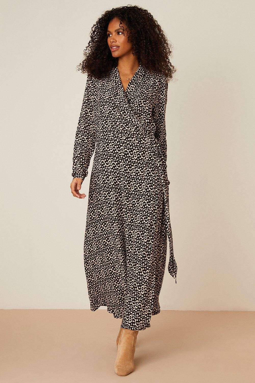 

Платье миди с монопринтом и завязкой на талии Dorothy Perkins, мультиколор
