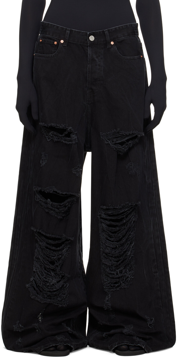 

Черные потертые джинсы Vetements, цвет Black