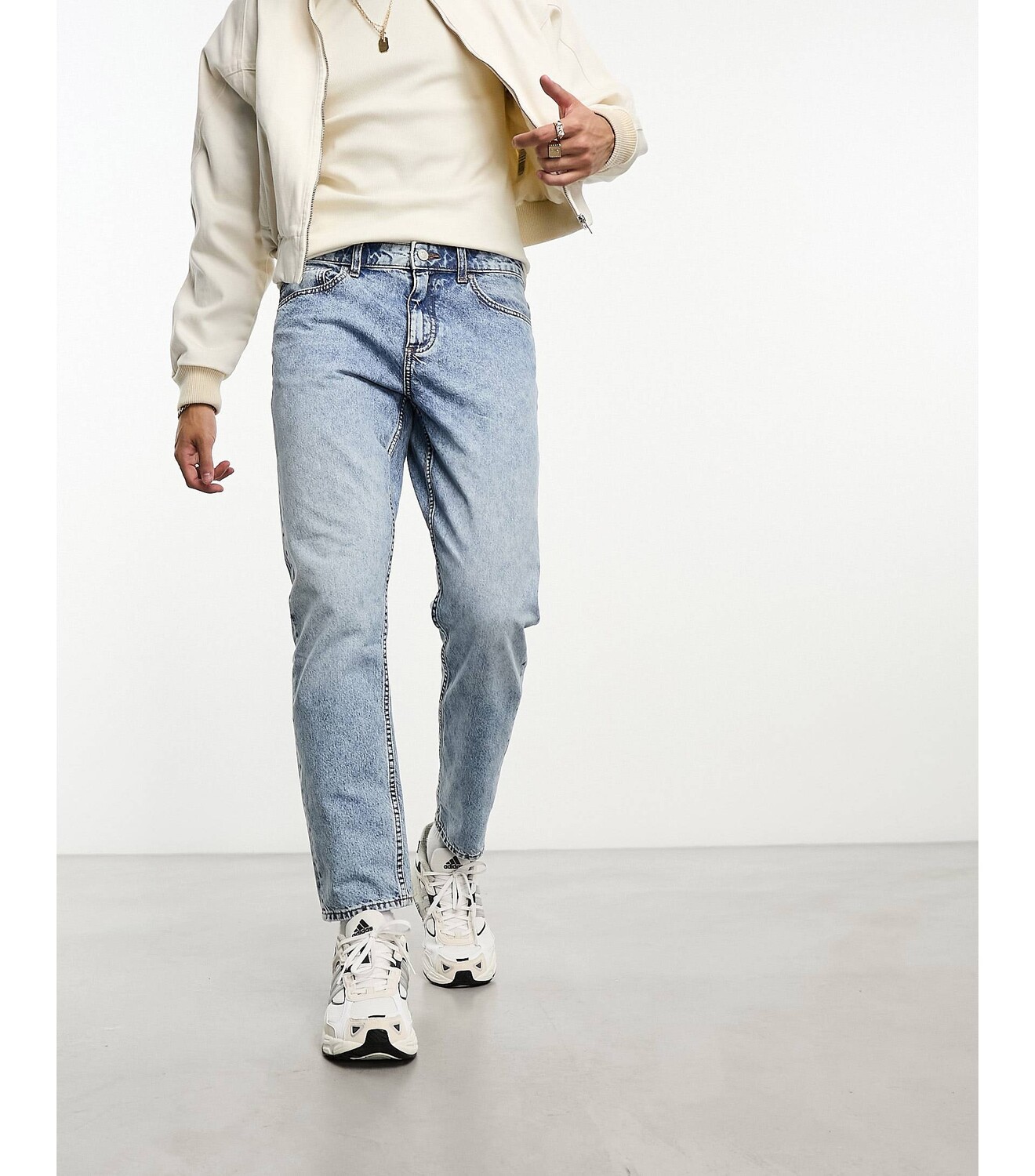 

Классические строгие синие джинсы средней потертости ASOS DESIGN