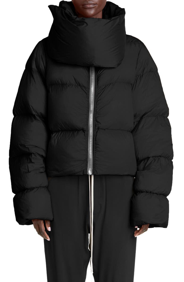 

Пуховик с воротником-воронкой RICK OWENS, черный