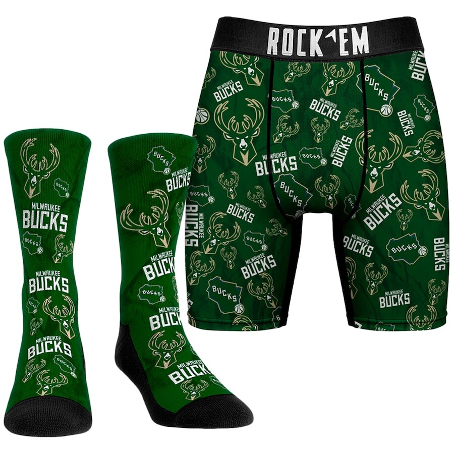 

Боксеры Rock Em Socks Milwaukee Bucks, зеленый