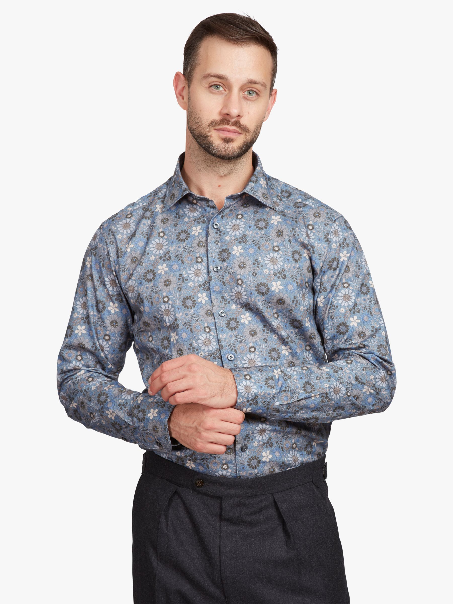 Мягкая рубашка с длинным рукавом с цветочным принтом Simon Carter, синий/мульти