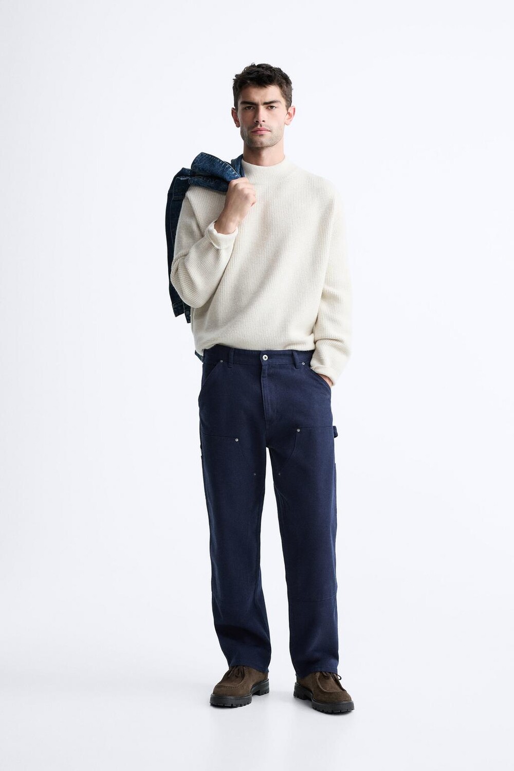 

Свитер из ткани в клетку ZARA, экрю