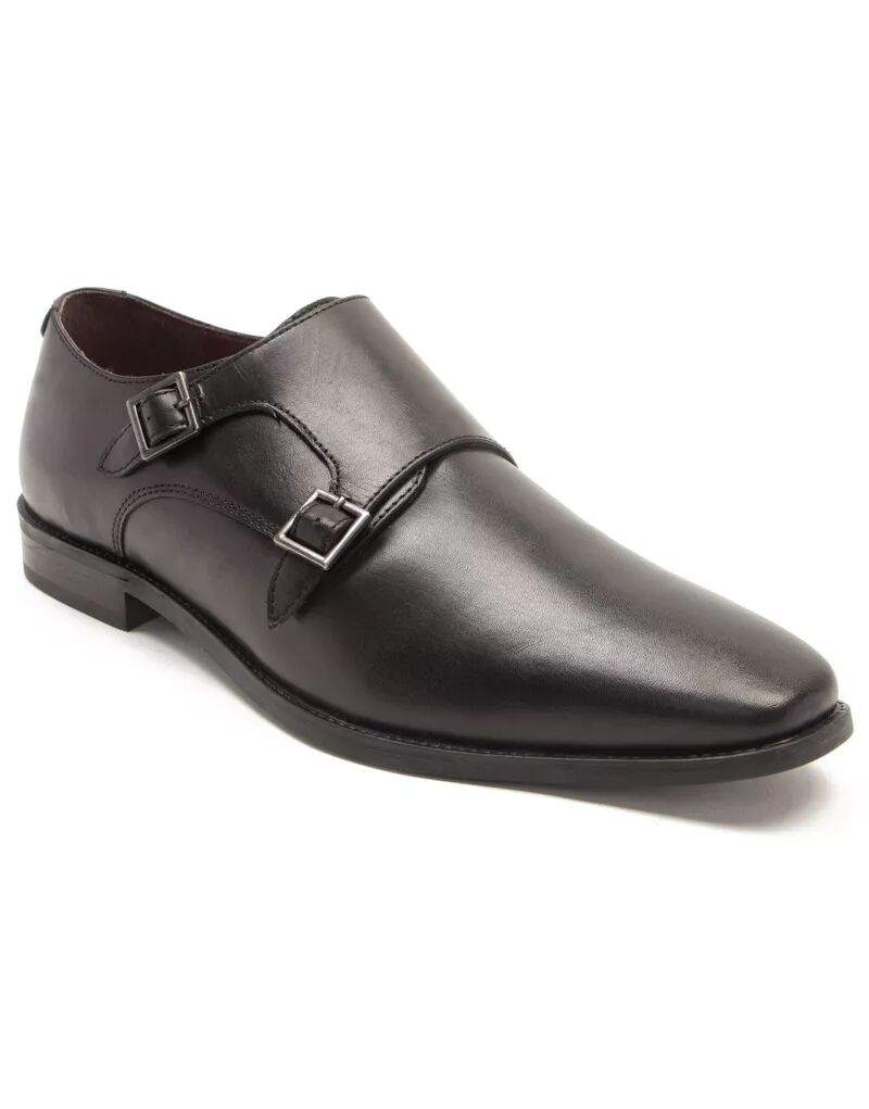 Черные кожаные туфли монки с двумя ремешками Thomas Crick Fetz