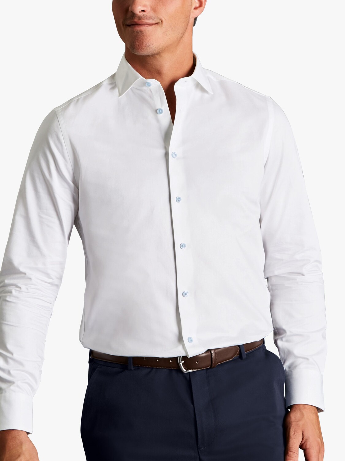 

Рубашка приталенного кроя с твиловым принтом Charles Tyrwhitt, белая