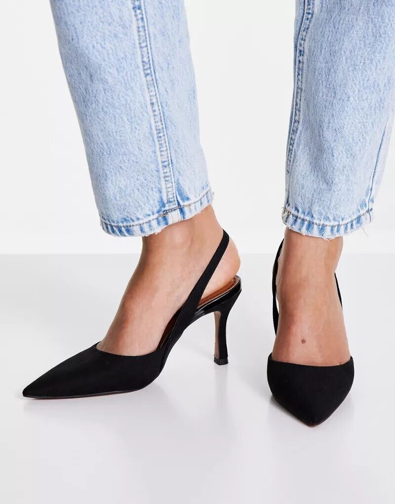 

Черные туфли на шпильке с ремешком на спине ASOS Samber