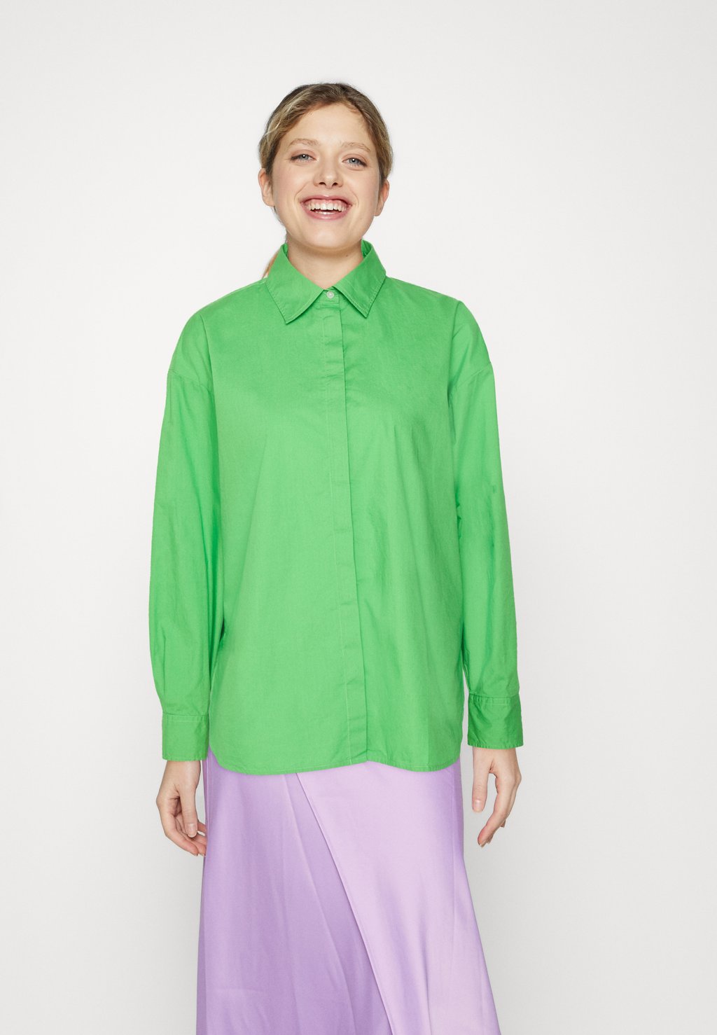 Блуза на пуговицах KnowledgeCotton Apparel, зеленый