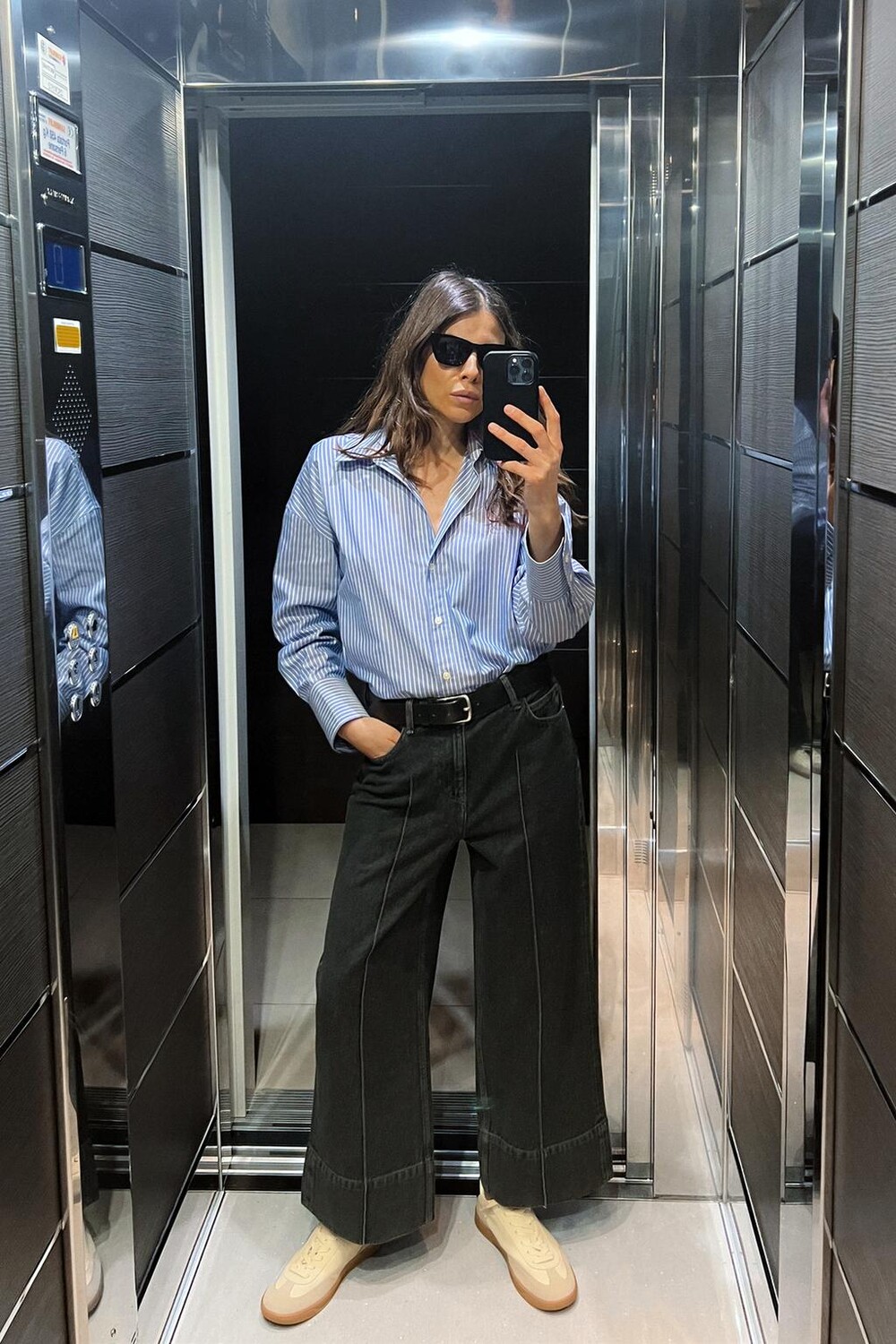 

Укороченные джинсы z1975 с высокой посадкой и передними швами ZARA, черный