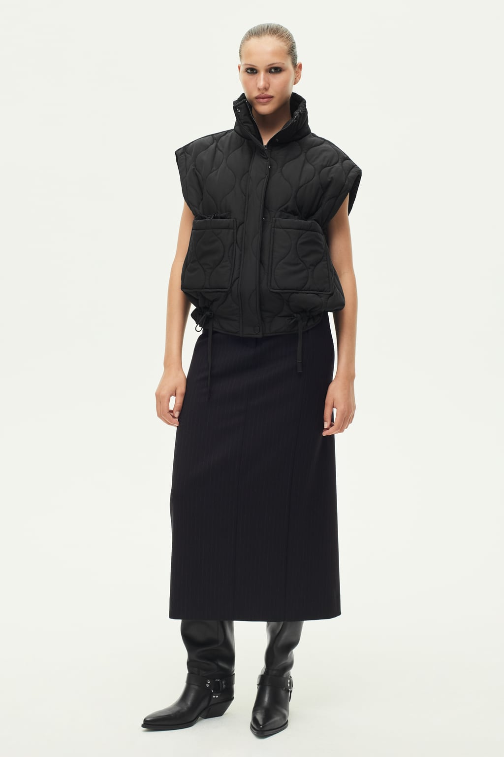 

Водоотталкивающий пуховик Zw Collection ZARA, черный