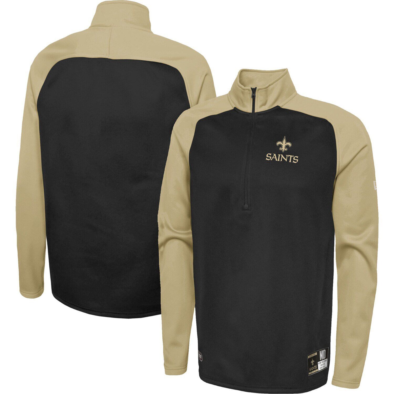 

Мужская черная куртка New Orleans Saints Joint Authentic O-Line с молнией до половины длины реглан New Era, Черный