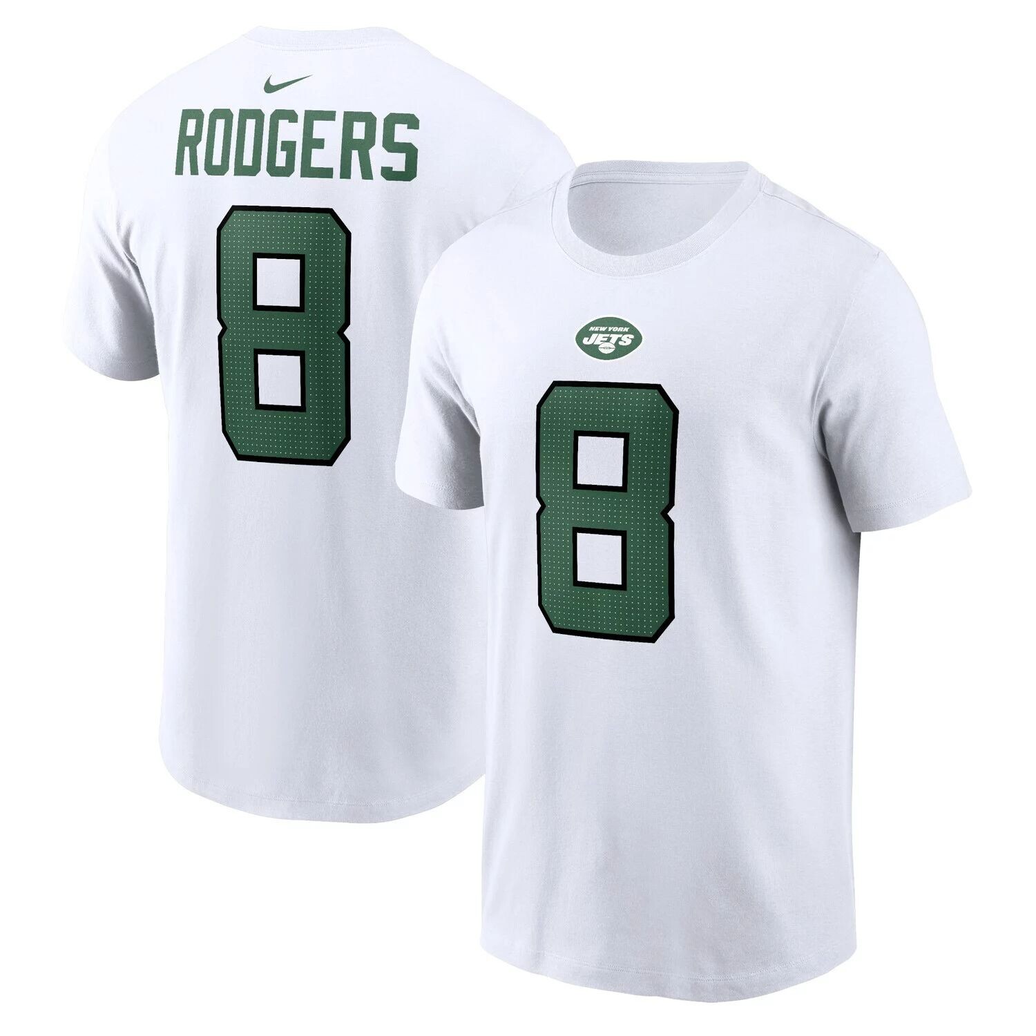 

Мужская белая футболка с именем и номером игрока Aaron Rodgers New York Jets Nike, Белый