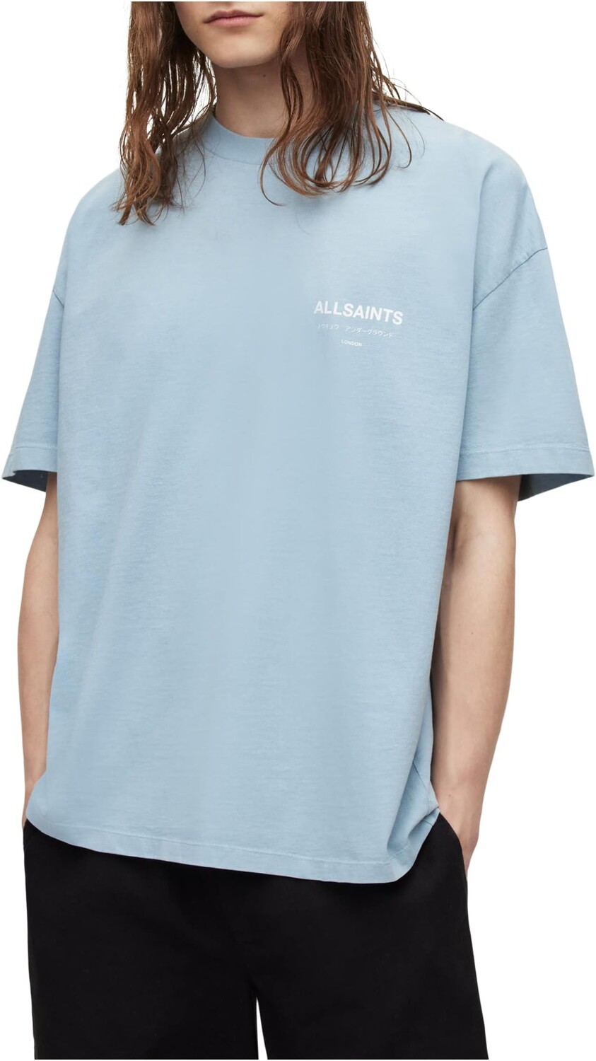 

Кофта с короткими рукавами Underground AllSaints, цвет Still Blue/White