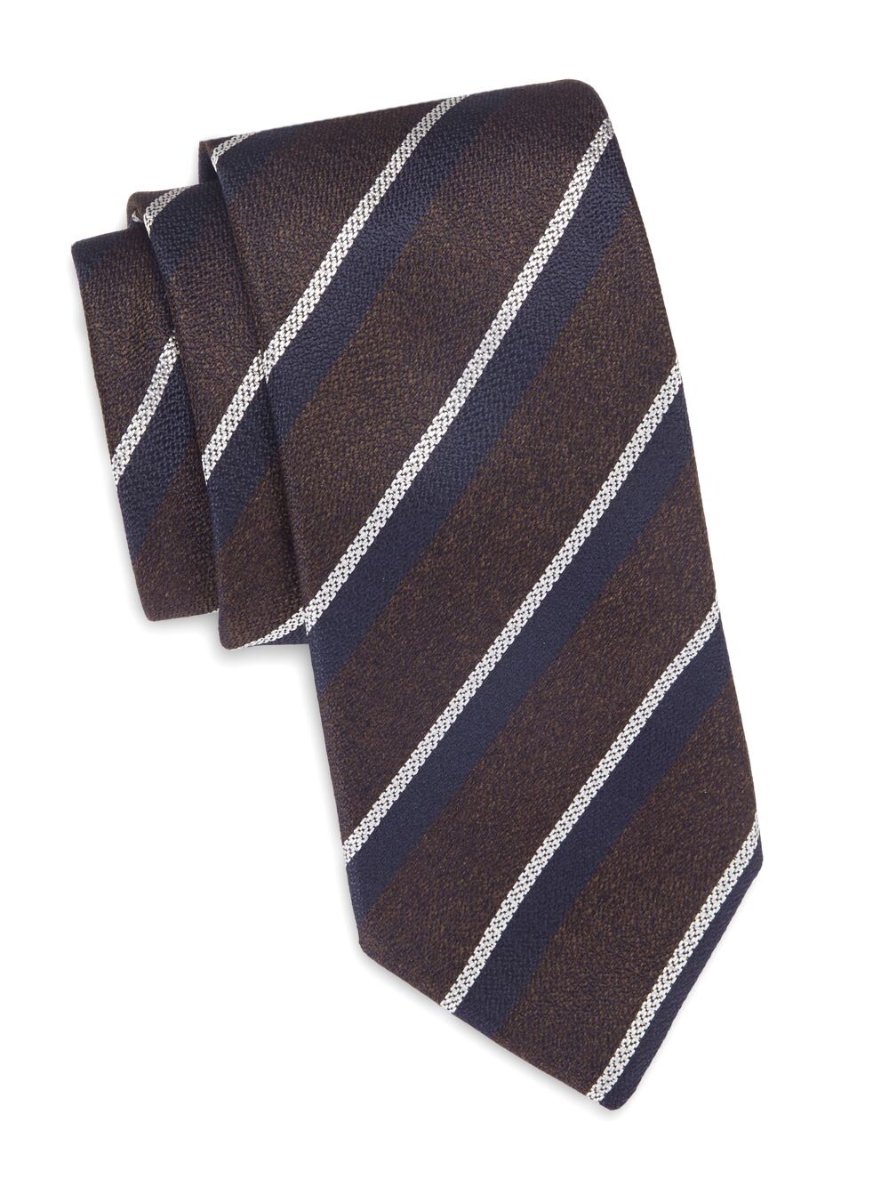 

Полосатый шелковый галстук Canali, коричневый
