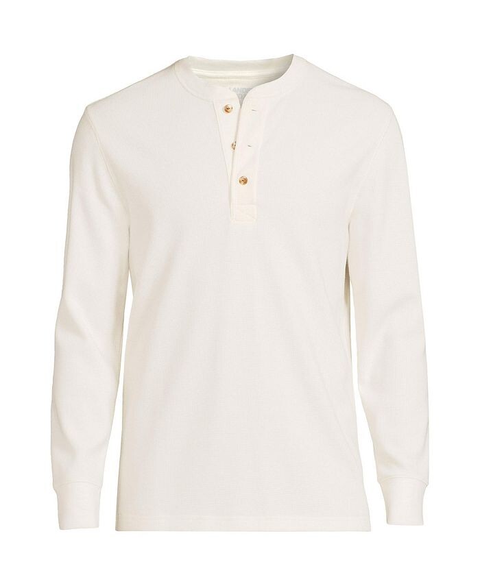 

Мужская футболка с длинными рукавами Comfort-First Thermal Waffle Henley Lands' End, слоновая кость/кремовый, Бежевый