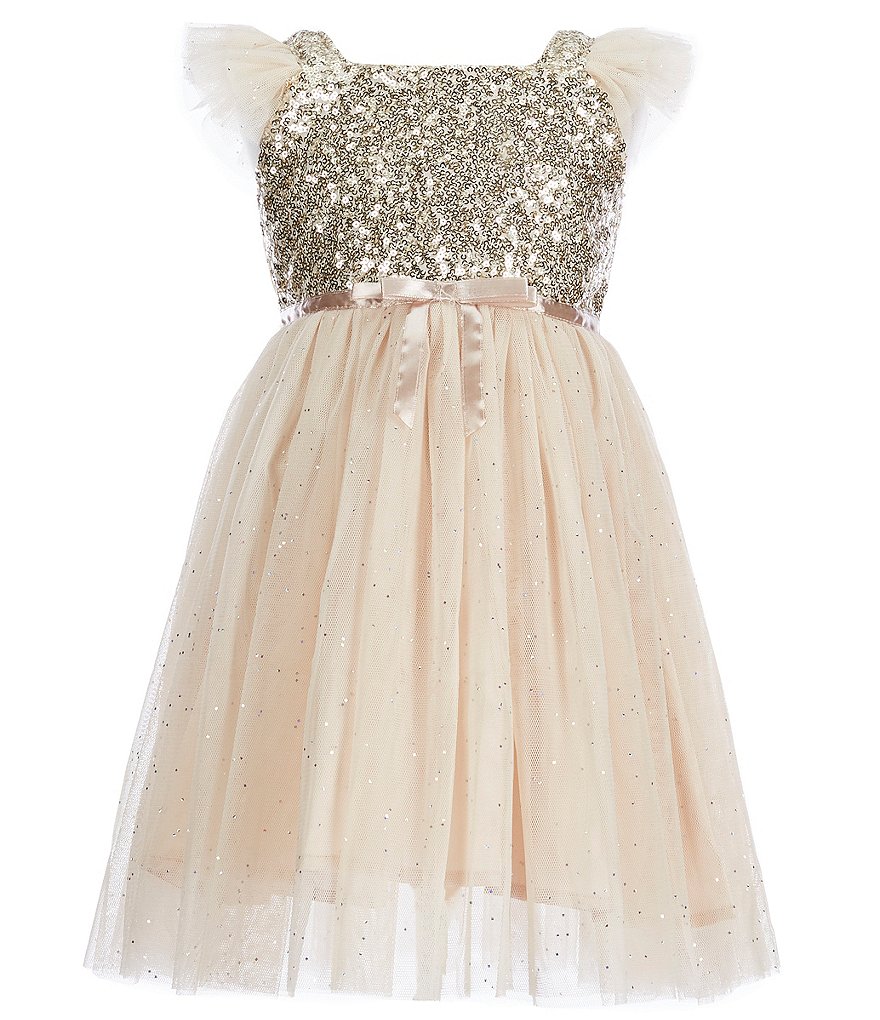 Платье Popatu из блестящего тюля с лифом с пайетками и развевающимися рукавами для маленьких/больших девочек 2–8 лет, мультиколор