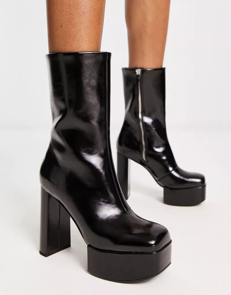 

Черные ботинки на каблуке Charles & Keith с подошвой на платформе