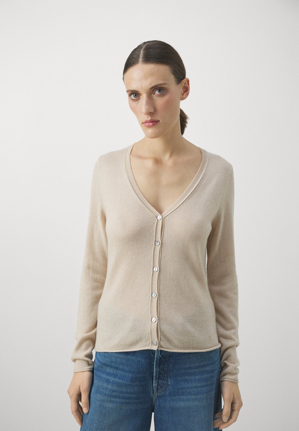 

Кардиган V-образный вырез FTC Cashmere, бежевый