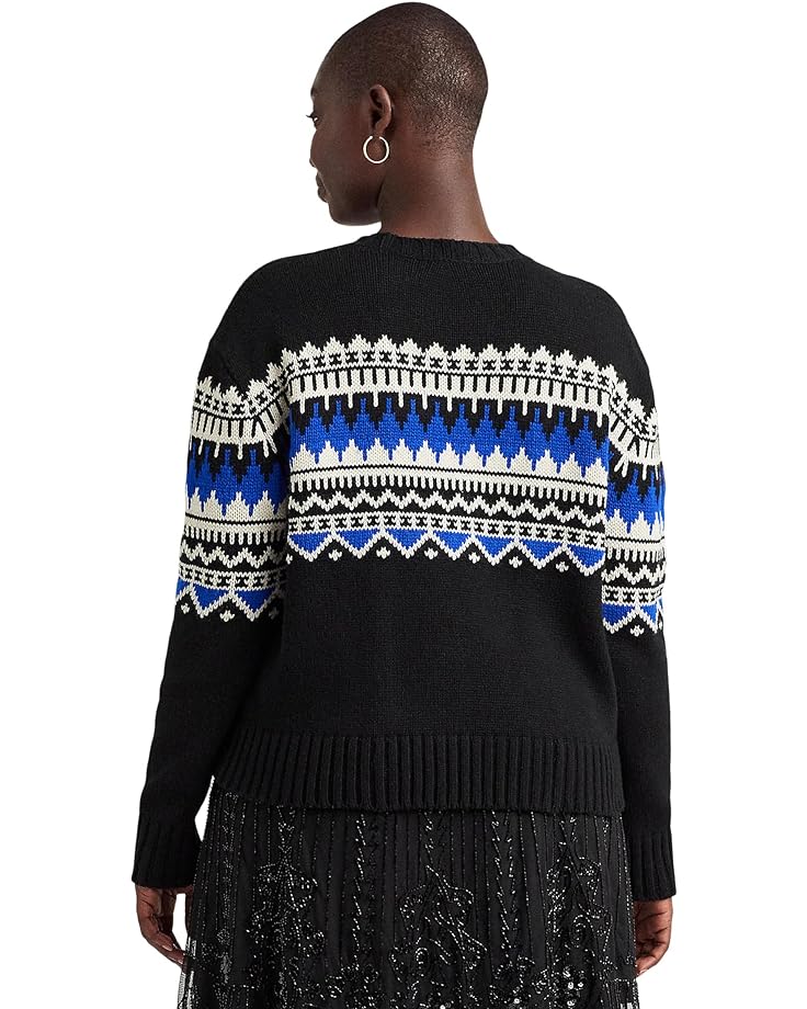 

Свитер LAUREN Ralph Lauren Plus-Size Fair Isle Wool-Blend Crewneck Sweater, цвет Black/Cream/Sapphire Star