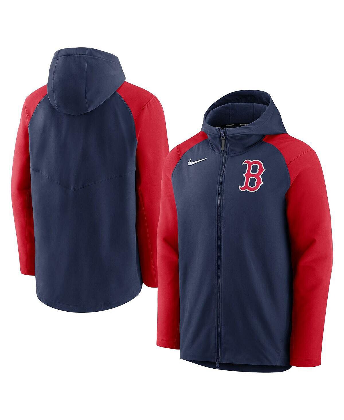 

Мужская темно-синяя толстовка с молнией во всю длину Boston Red Sox Authentic Collection Performance Raglan, темно-красная Nike, Красный