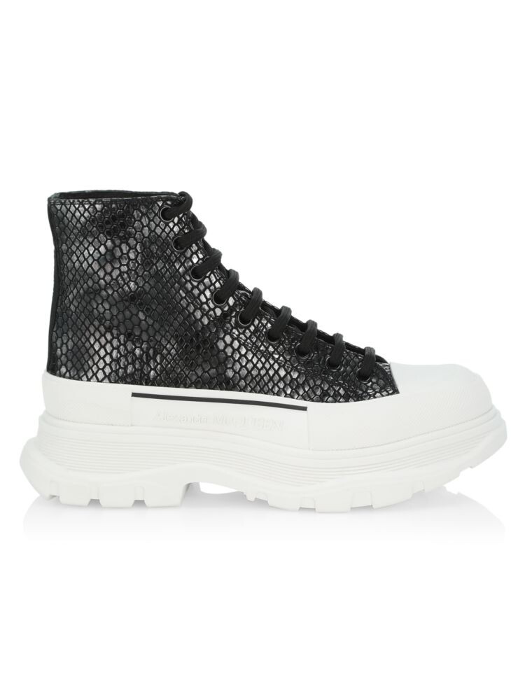 

Высокие ботинки Treadslick со змеиным берцем и тиснением Alexander Mcqueen, цвет Black White