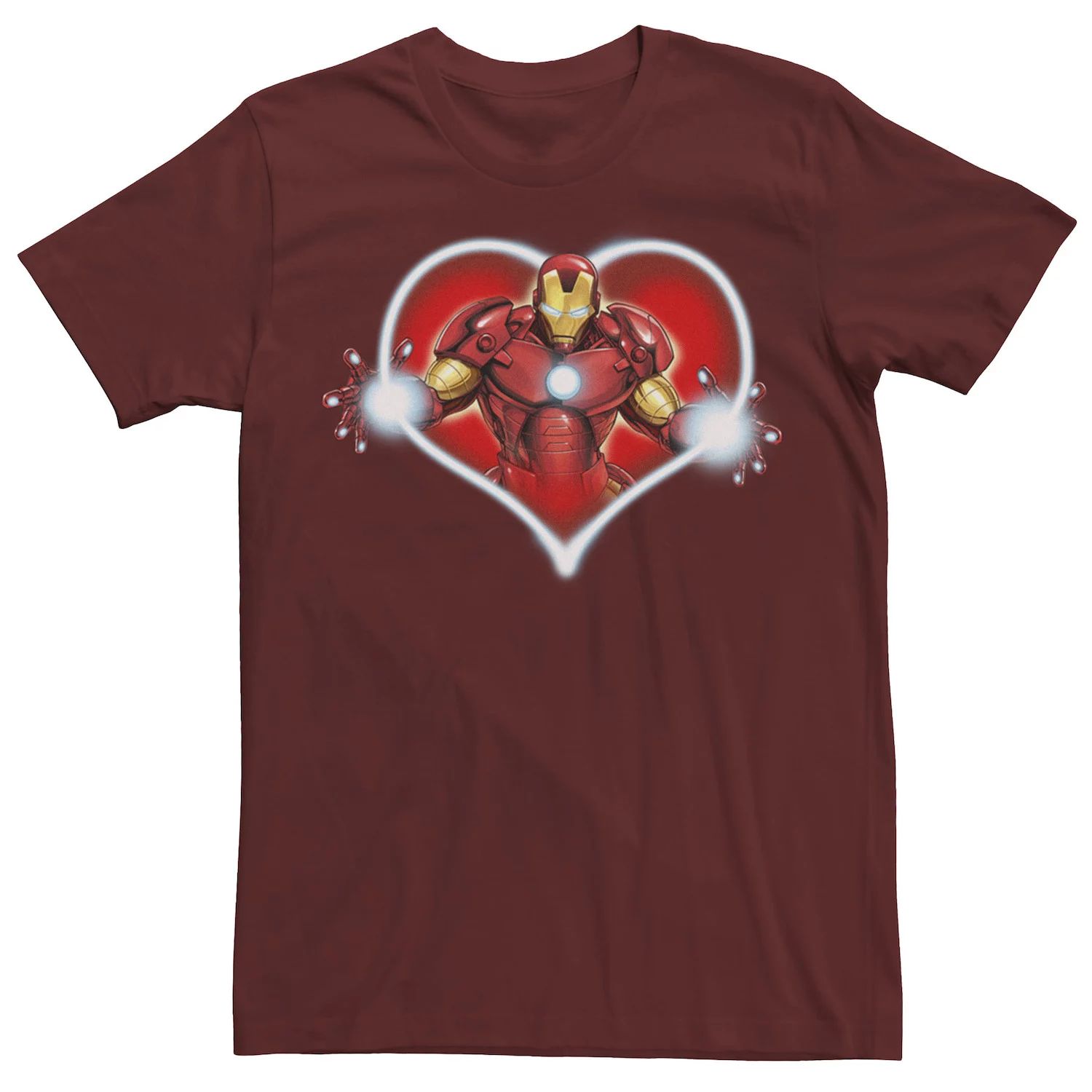Мужская футболка Marvel Iron Man Heart Blaster Glow Valentine Licensed Character мужская футболка marvel iron man arc reactor heart с портретом licensed character