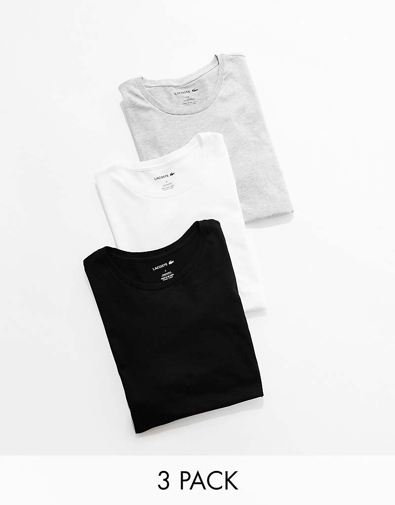 

Набор из трех футболок Lacoste для отдыха в белом, черном и сером цвете