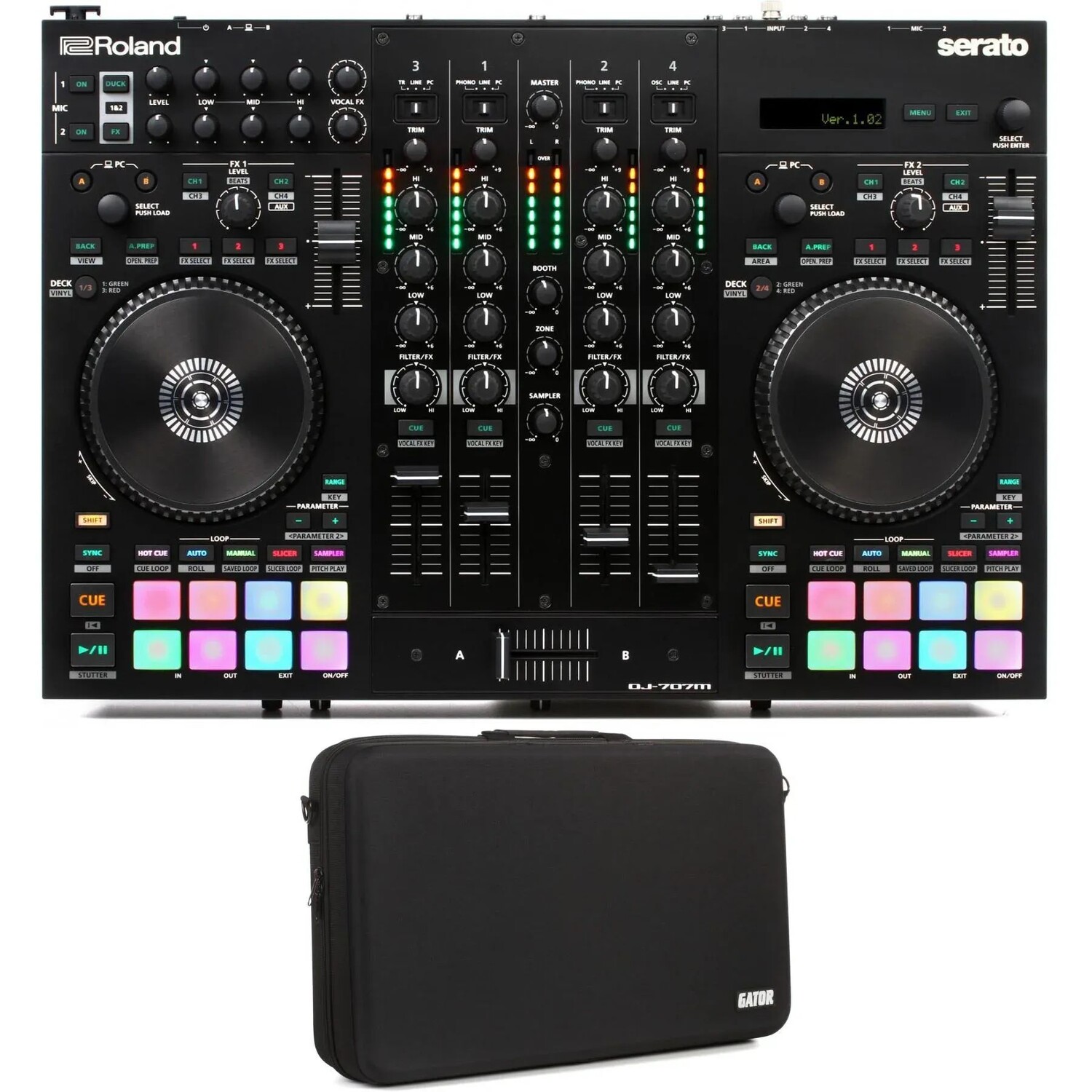 

Roland DJ-707M 4-дековый контроллер Serato DJ Pro с кейсом