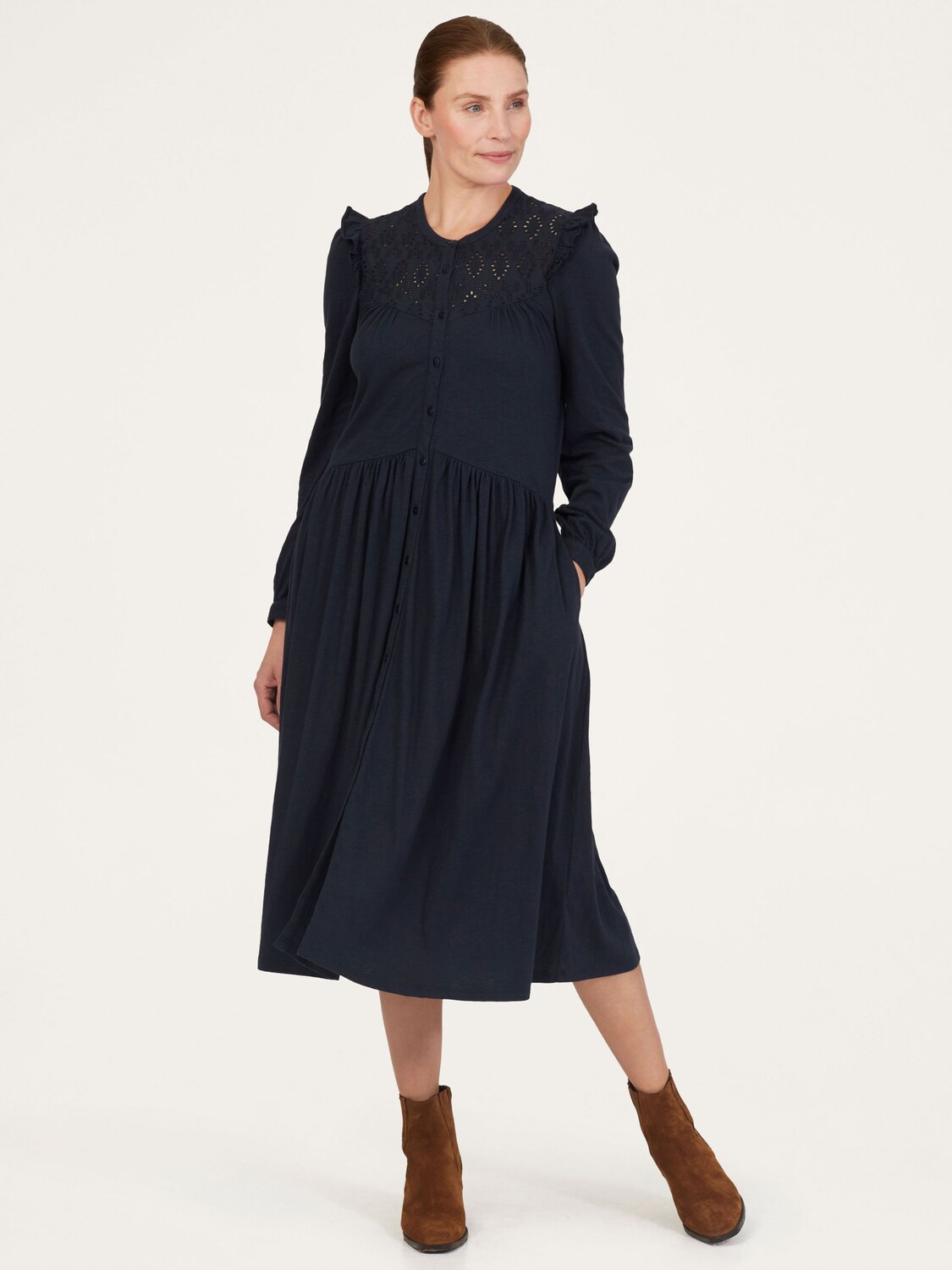 

Платье Pretty Broderire из органического хлопка, темно-синий